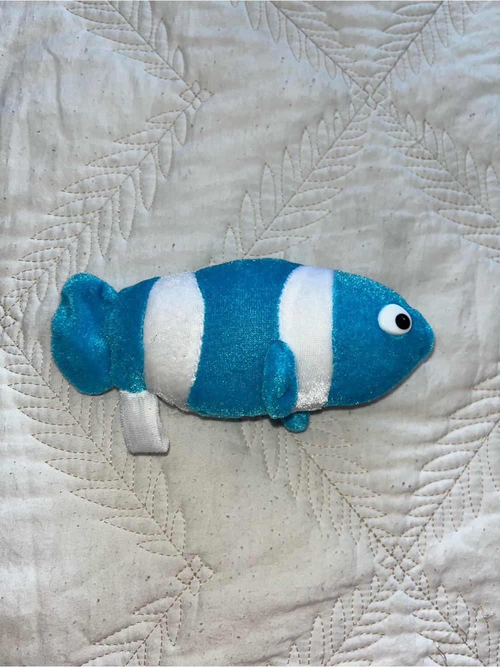 Plush Blue and White Striped Fish Dog Toy
